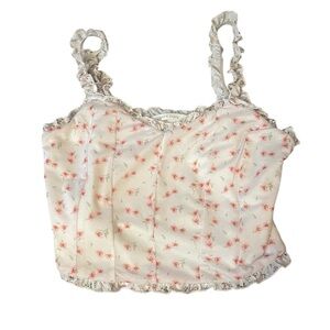 Altar’d State Floral Ruffle Strap crop Top